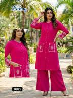 Lancy Vol 1 Rayon Embroidery Worked Fancy Top With Bottom Collection