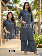 Lancy Vol 1 Rayon Embroidery Worked Fancy Top With Bottom Collection
