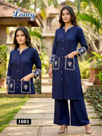 Lancy Vol 1 Rayon Embroidery Worked Fancy Top With Bottom Collection