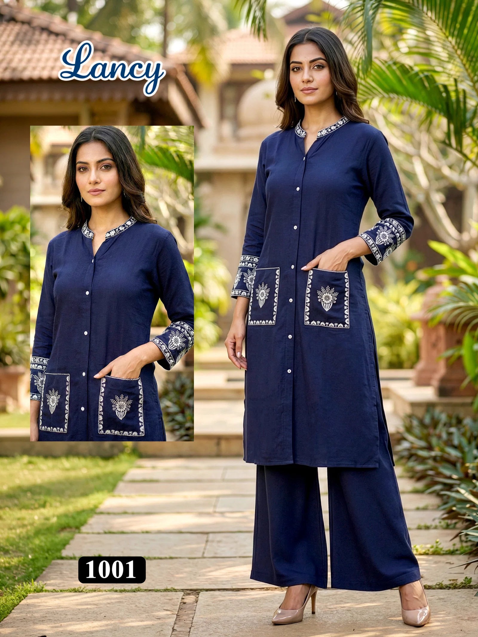 Lancy Vol 1 Rayon Embroidery Worked Fancy Top With Bottom Collection