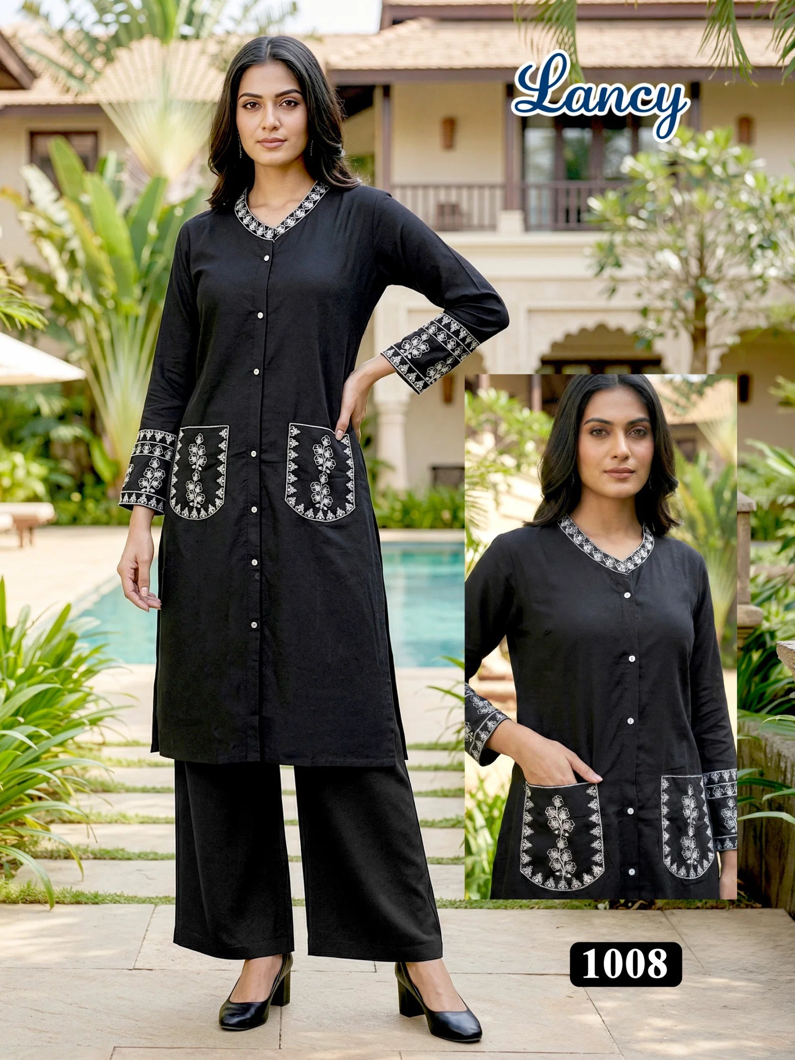 Lancy Vol 1 Rayon Embroidery Worked Fancy Top With Bottom Collection