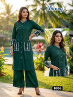 Lancy Vol 1 Rayon Embroidery Worked Fancy Top With Bottom Collection
