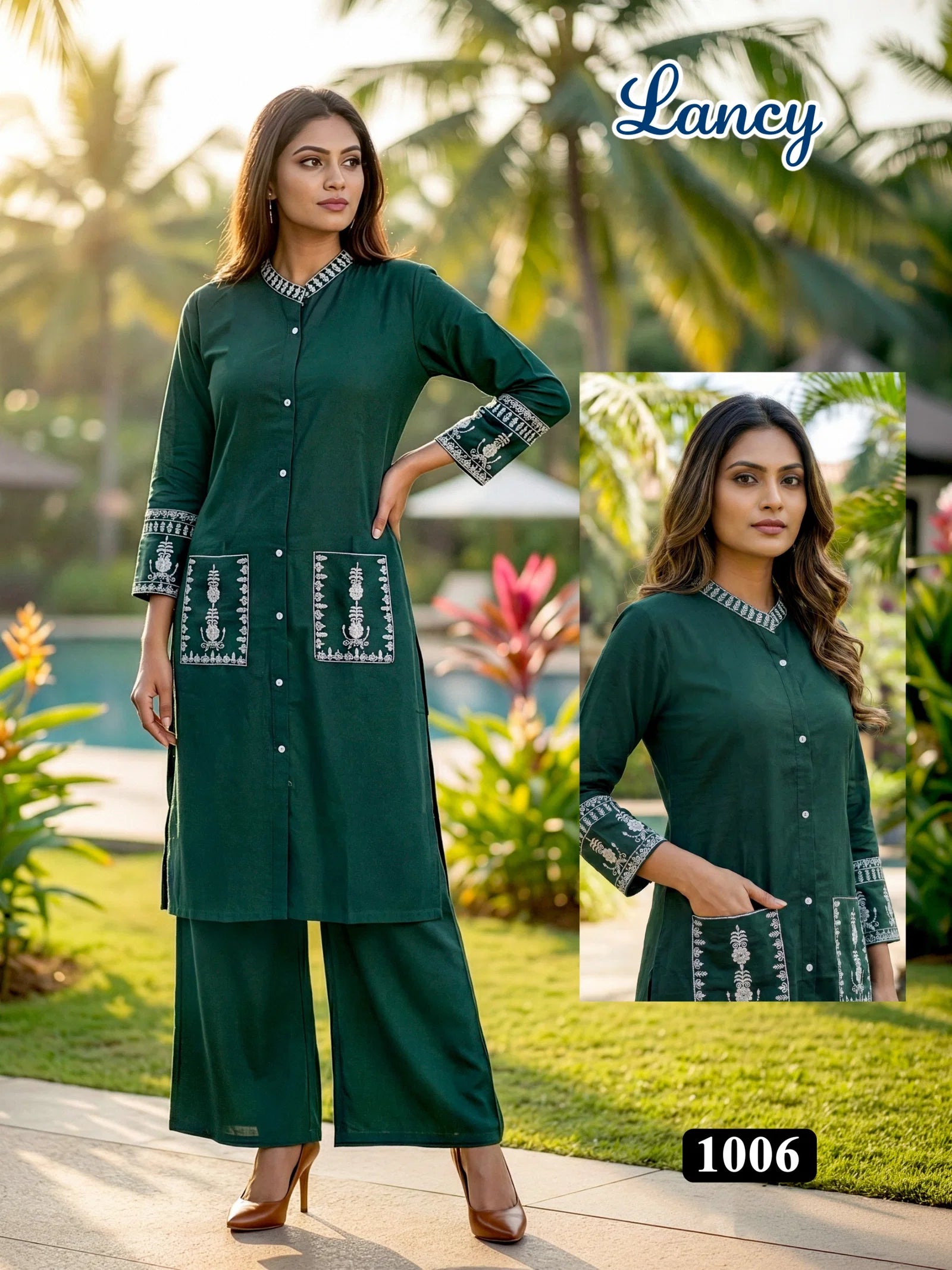 Lancy Vol 1 Rayon Embroidery Worked Fancy Top With Bottom Collection
