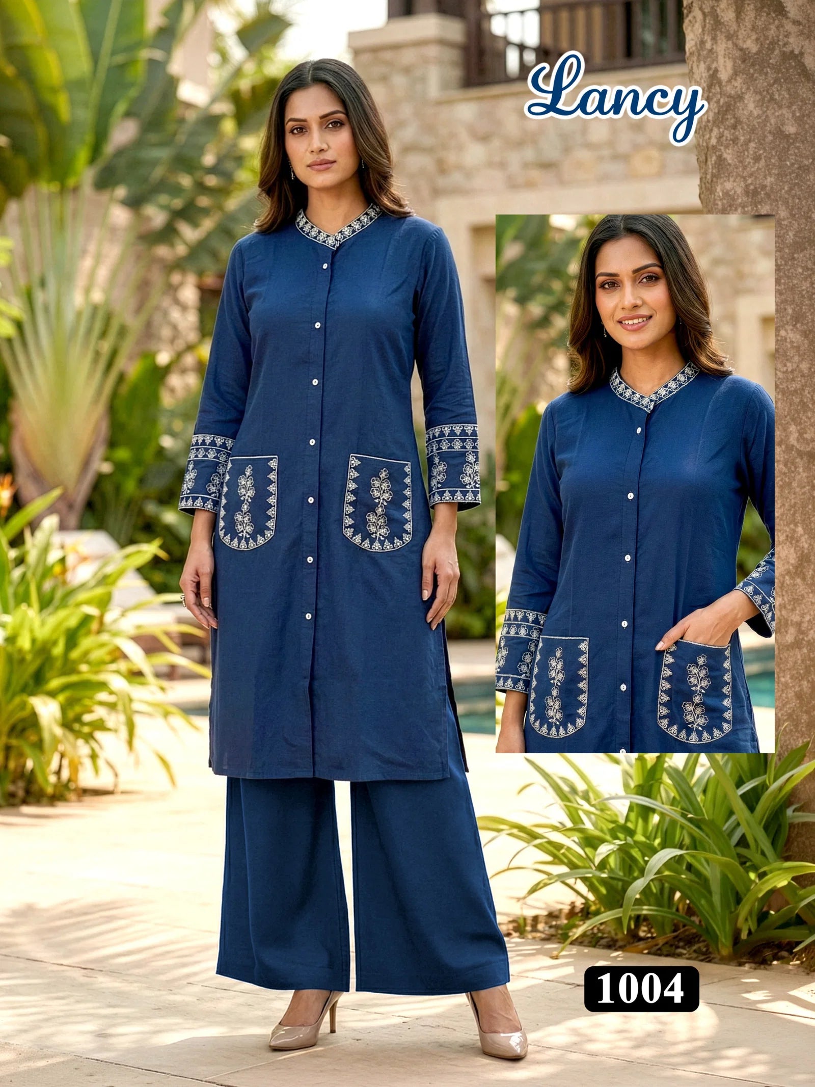 Lancy Vol 1 Rayon Embroidery Worked Fancy Top With Bottom Collection