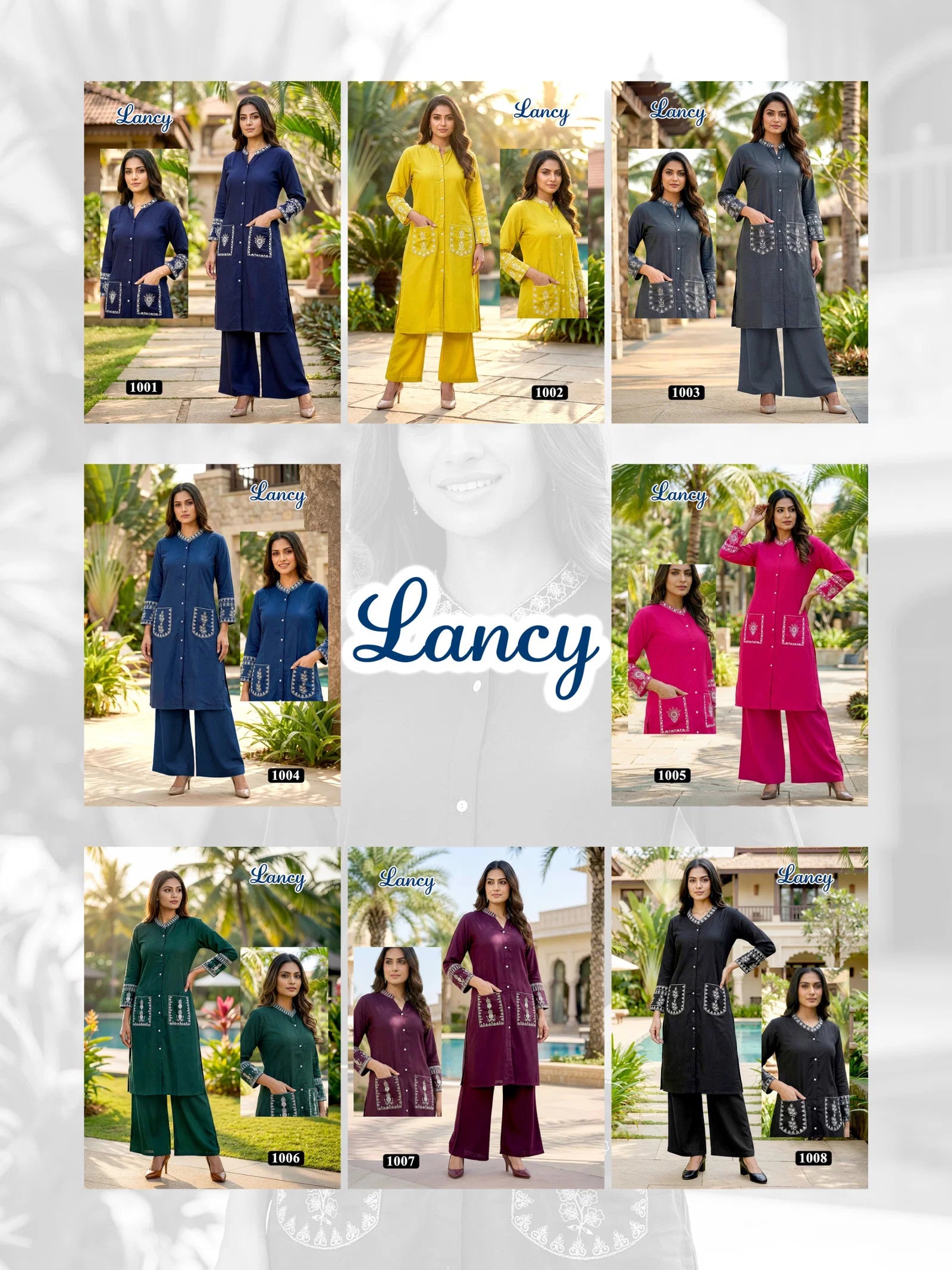 Lancy Vol 1 Rayon Embroidery Worked Fancy Top With Bottom Collection