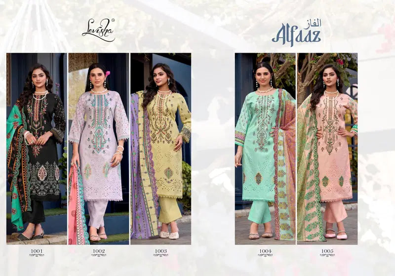 Levisha Alfaaz Cambric Lawn Cotton Printed With Work Dress Material