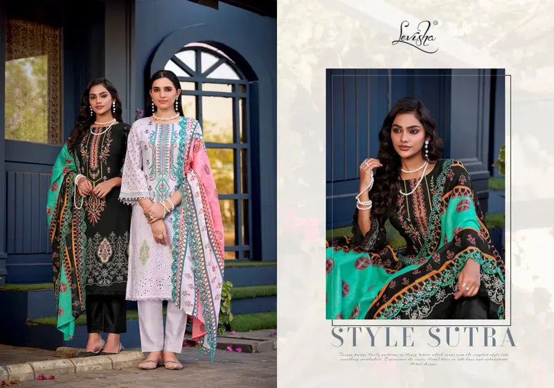 Levisha Alfaaz Cambric Lawn Cotton Printed With Work Dress Material