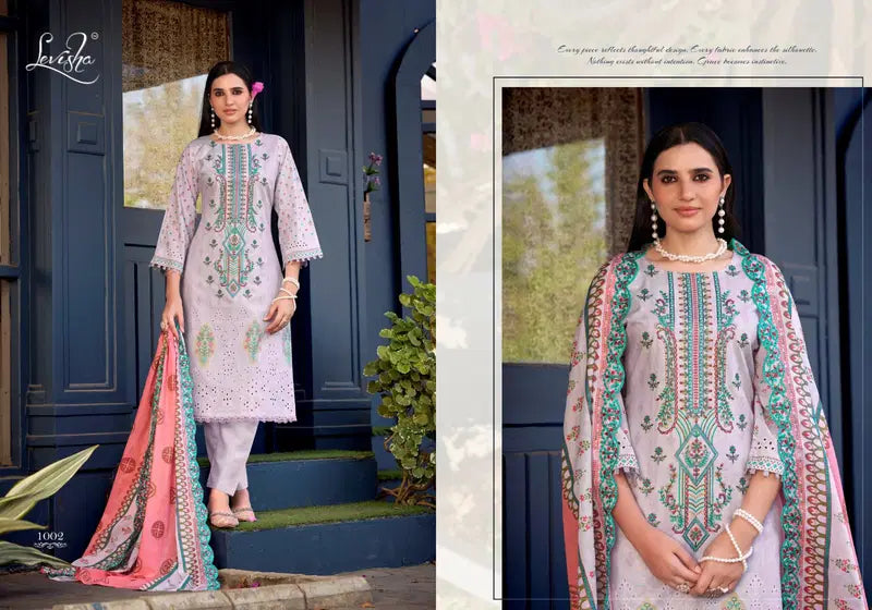 Levisha Alfaaz Cambric Lawn Cotton Printed With Work Dress Material