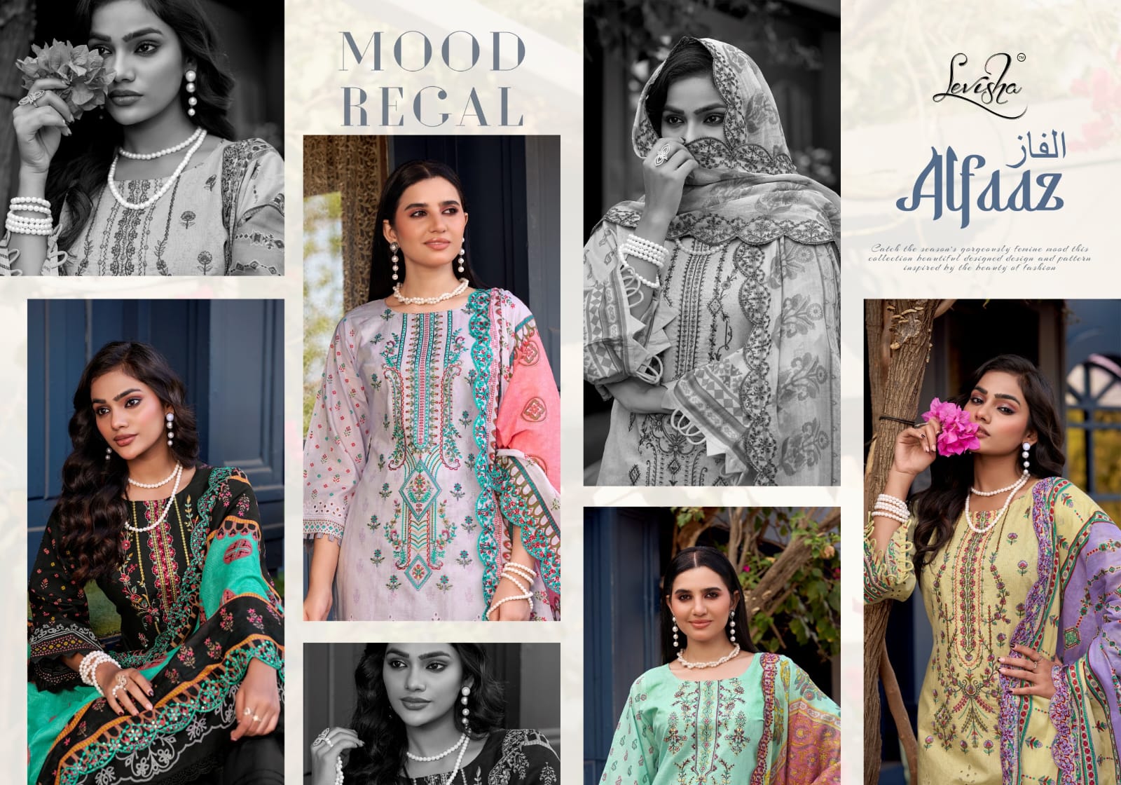 Levisha Alfaaz Cambric Lawn Cotton Printed With Work Dress Material