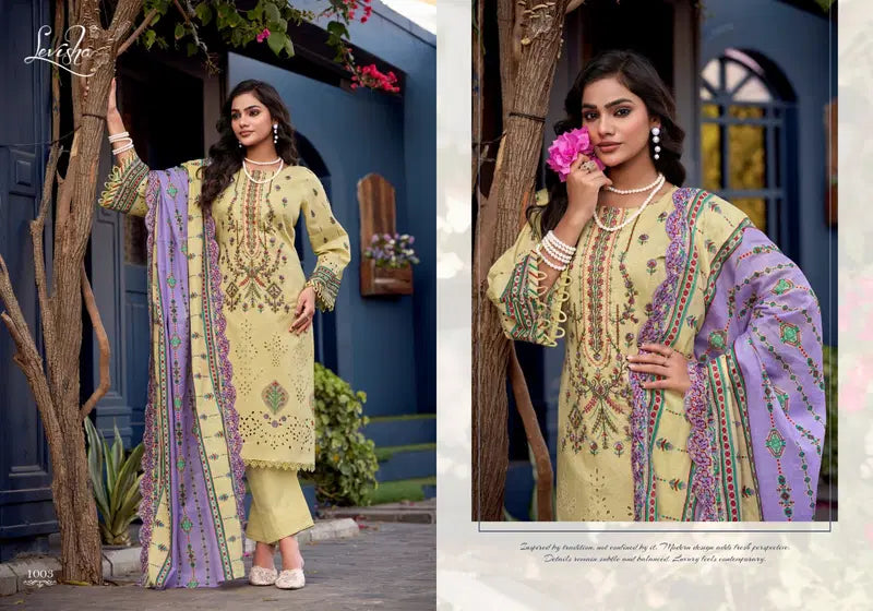 Levisha Alfaaz Cambric Lawn Cotton Printed With Work Dress Material
