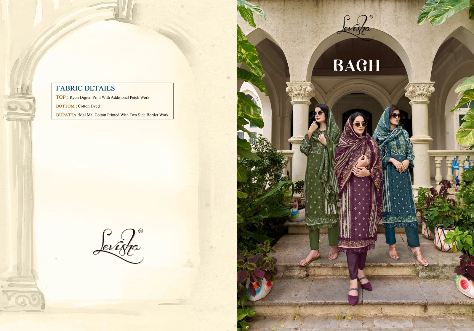 Levisha Bagh Rayon Digital Printed Pakistabi Dress Material Collection