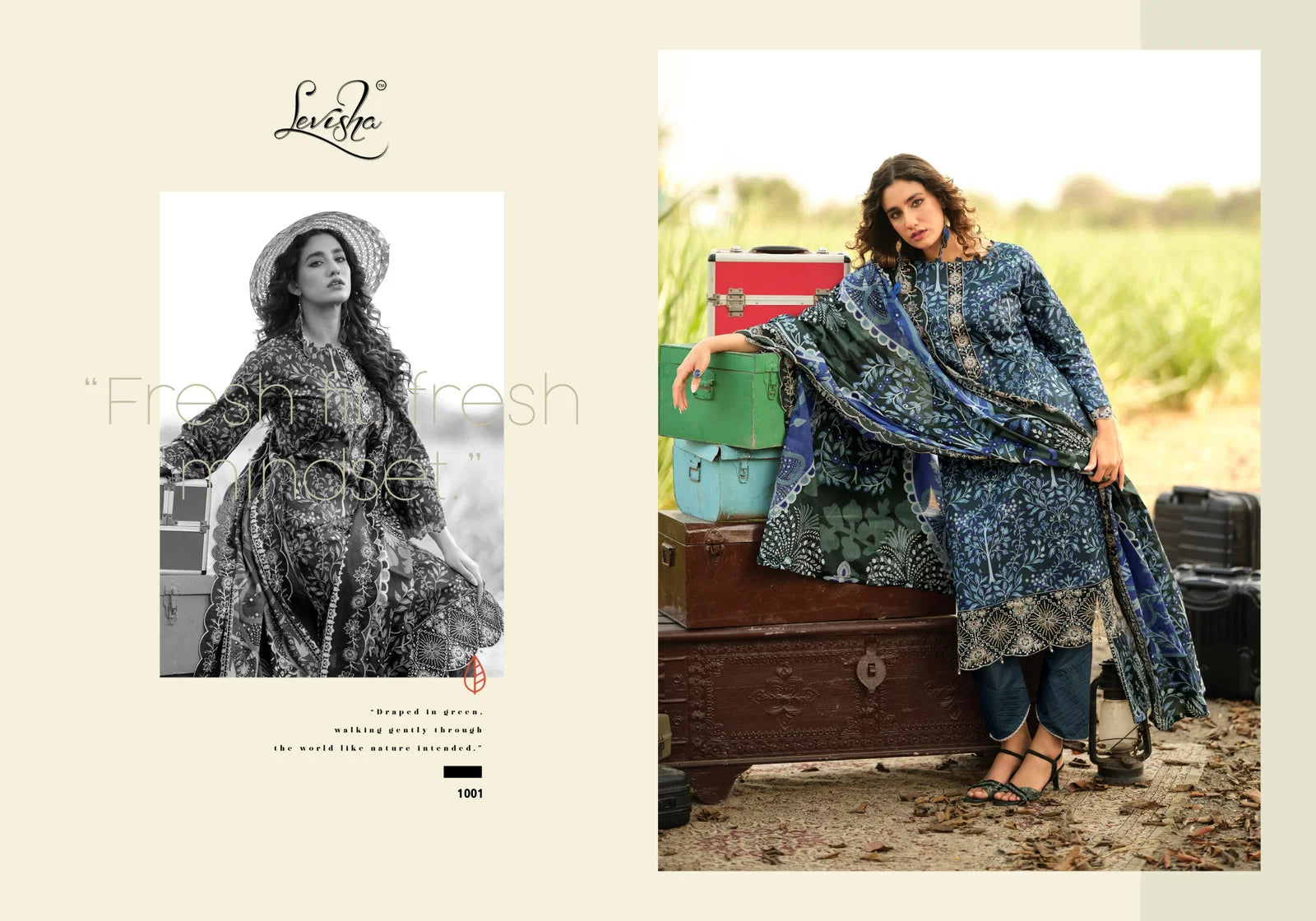 Levisha Humdum Cambric Cotton Print Embroidered Dress Material