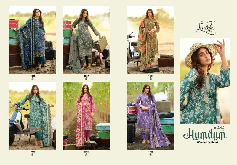 Levisha Humdum Cambric Cotton Print Embroidered Dress Material