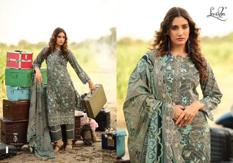 Levisha Humdum Cambric Cotton Print Embroidered Dress Material
