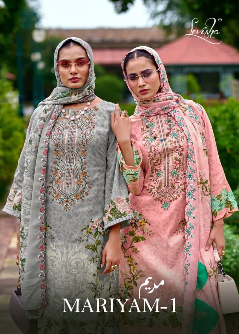 Levisha Mariyam Vol 1 Cambric Cotton With Embroidery Dress Material