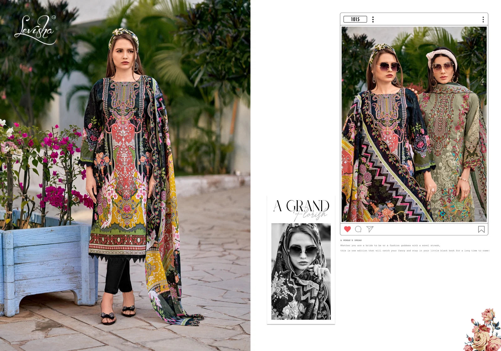 Levisha Mariyam Vol 2 Cambric Cotton Printed Embroidery Dress Material