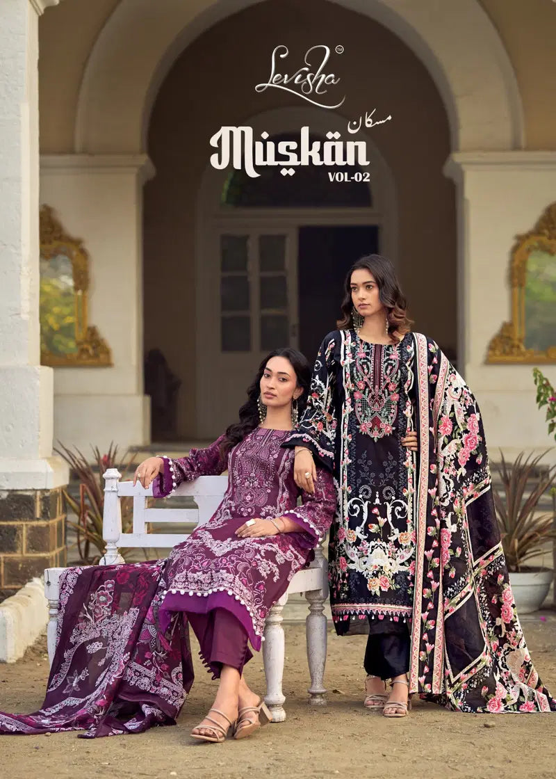 Levisha Muskan Vol 2 Cambric Cotton Print Embroidery Work Dress Material