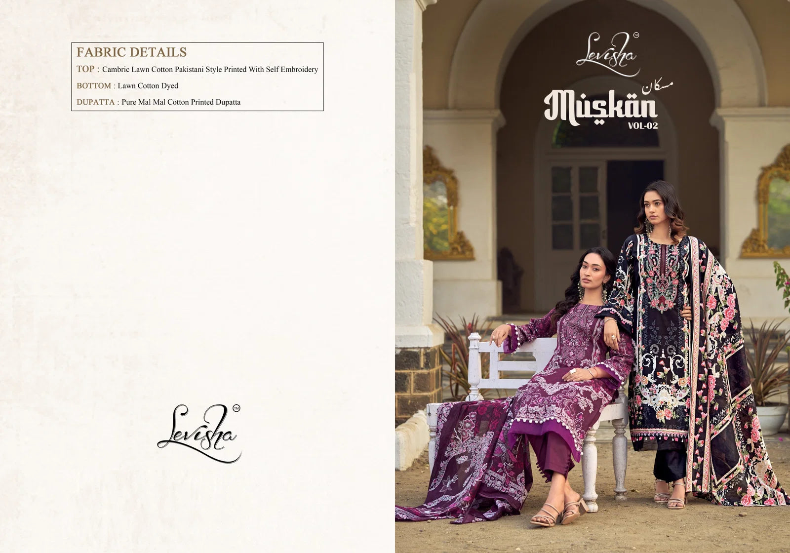 Levisha Muskan Vol 2 Cambric Cotton Print Embroidery Work Dress Material