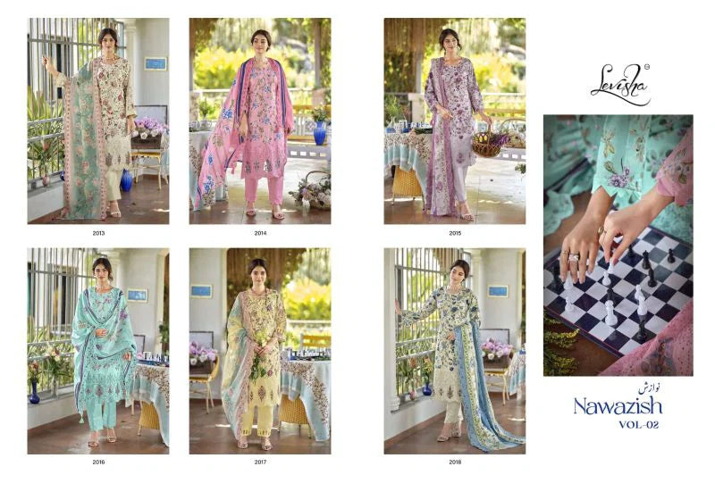 Levisha Nawazish Vol 2 Cambric Lawn Cotton Embroidered Dress Material