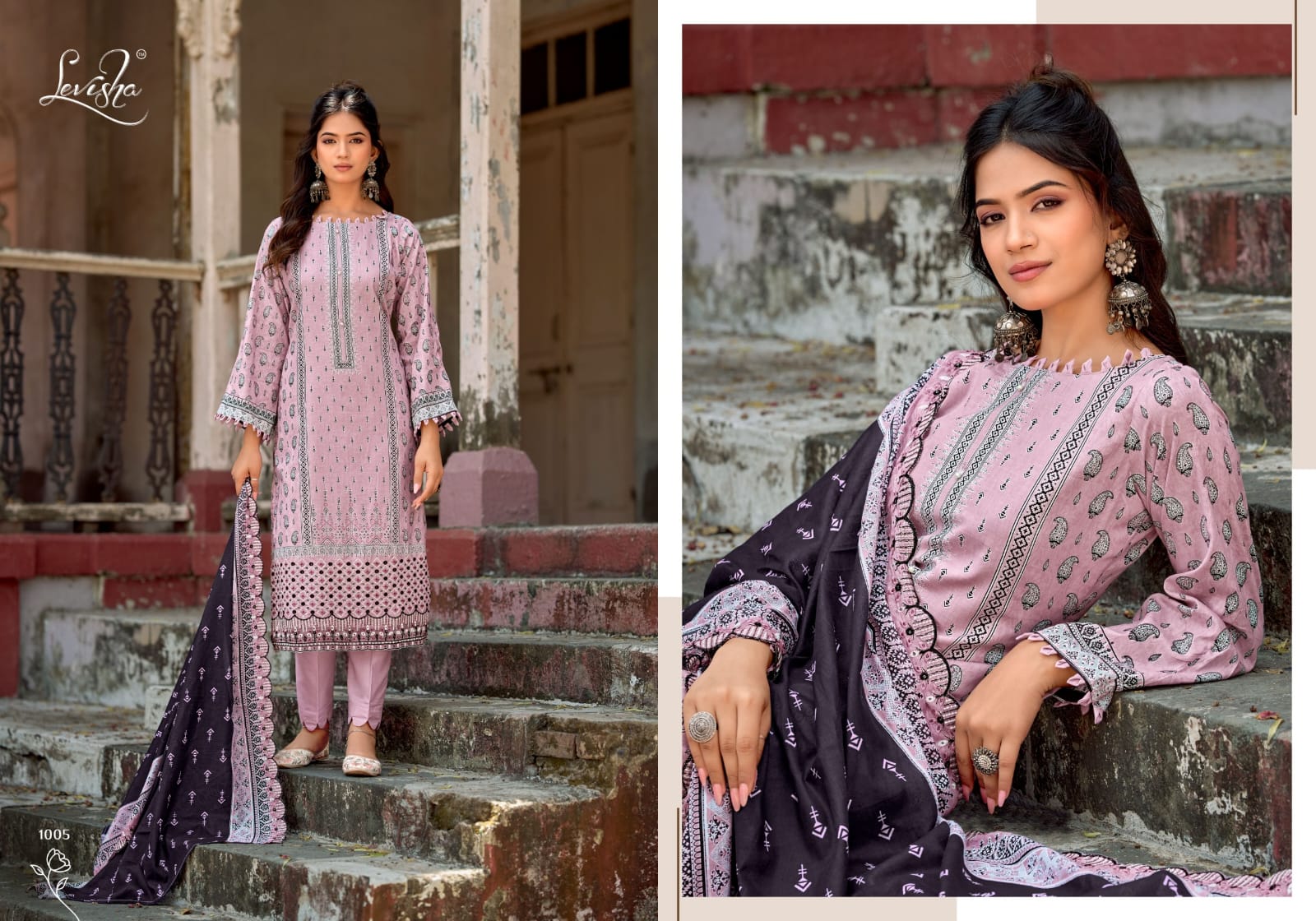 Levisha Zubia Cambric Cotton Embroidered Dress Material
