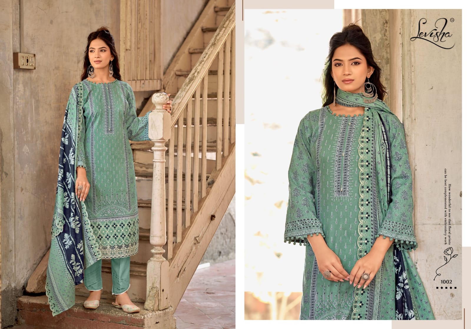 Levisha Zubia Cambric Cotton Embroidered Dress Material
