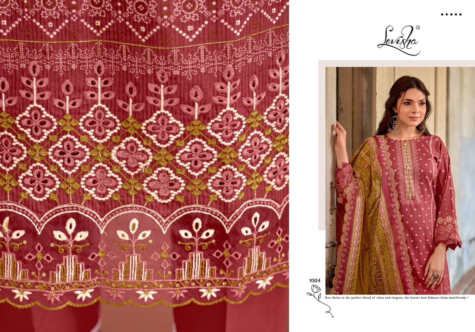 Levisha Zubia Cambric Cotton Embroidered Dress Material