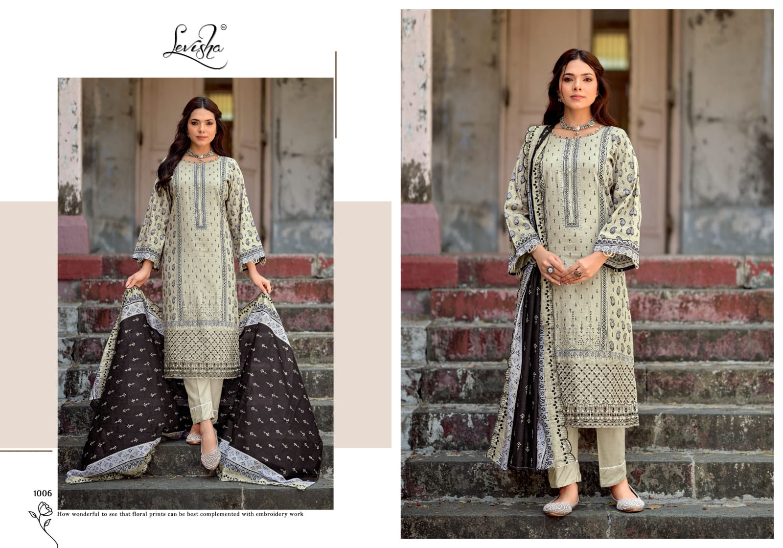Levisha Zubia Cambric Cotton Embroidered Dress Material