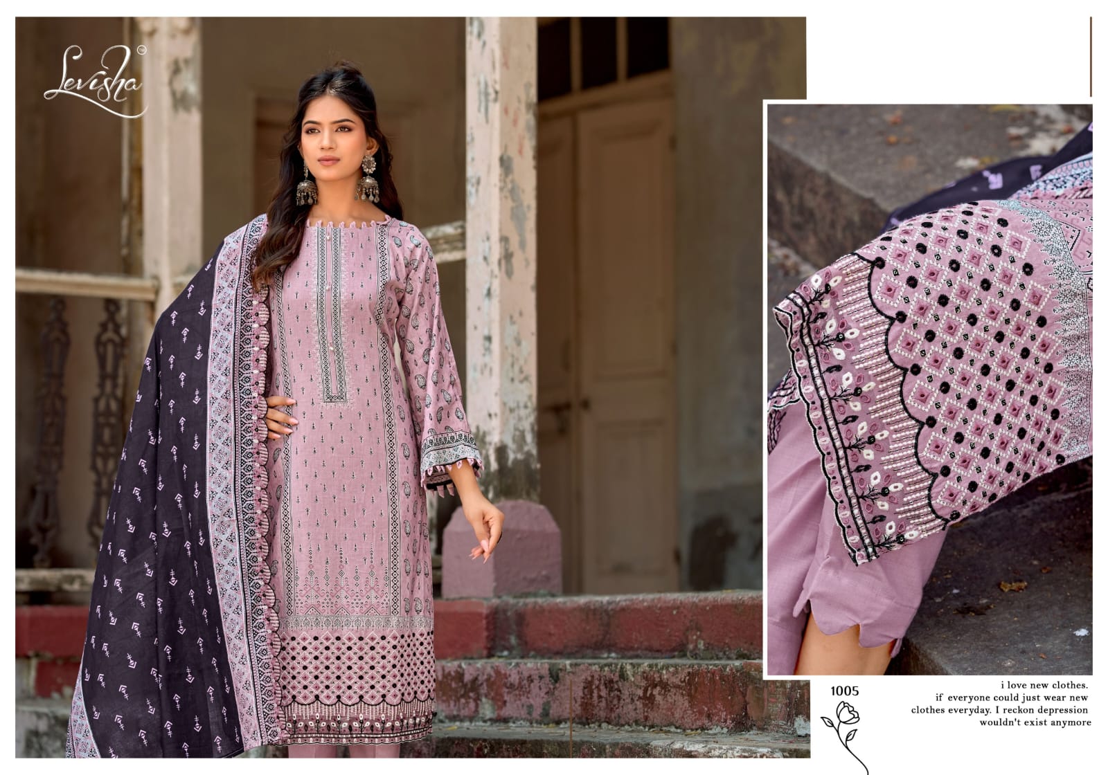 Levisha Zubia Cambric Cotton Embroidered Dress Material