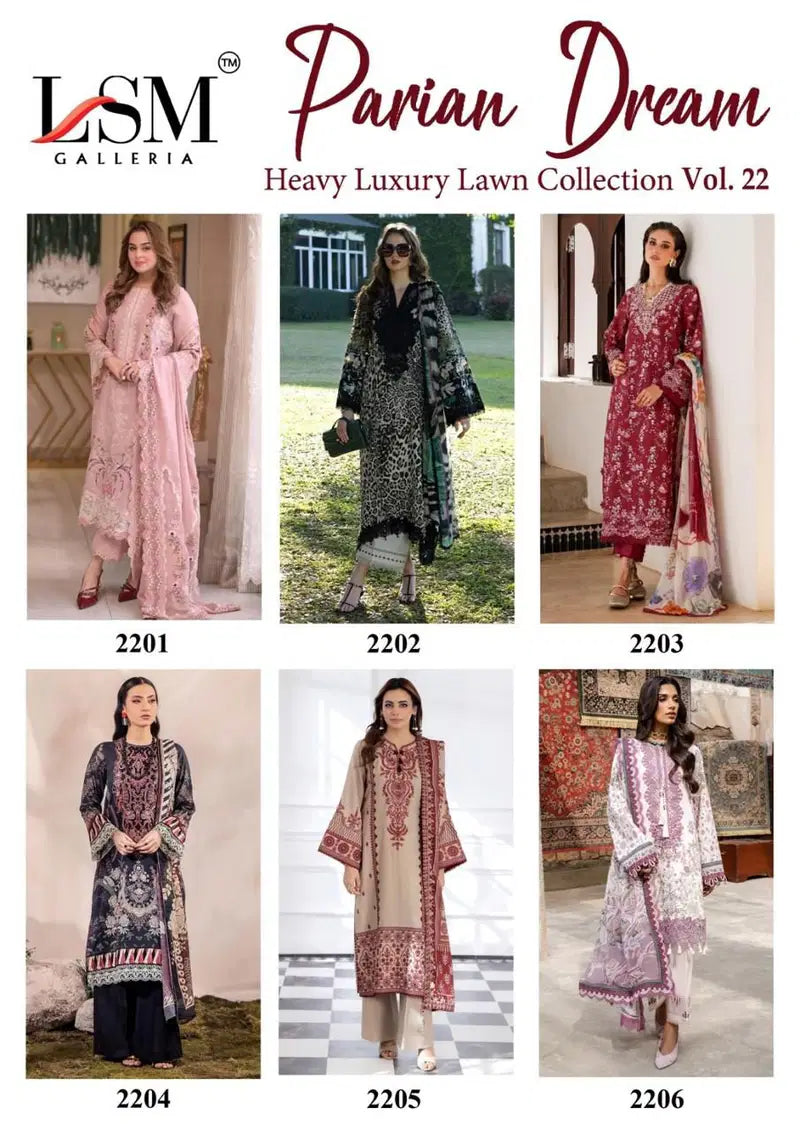 Lsm Parian Dream Vol 22 Lawn Cotton Digital Printed Dress Material
