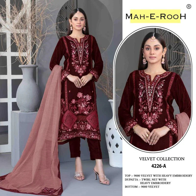 Mah E Rooh 4226 Velvet Embroidered Sequence Work Salwar Kameez