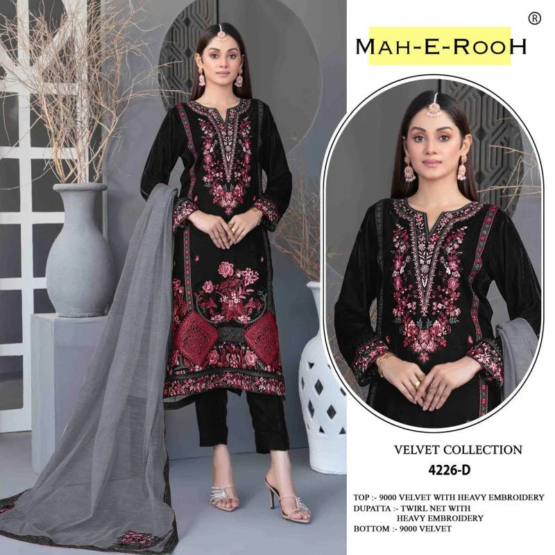 Mah E Rooh 4226 Velvet Embroidered Sequence Work Salwar Kameez