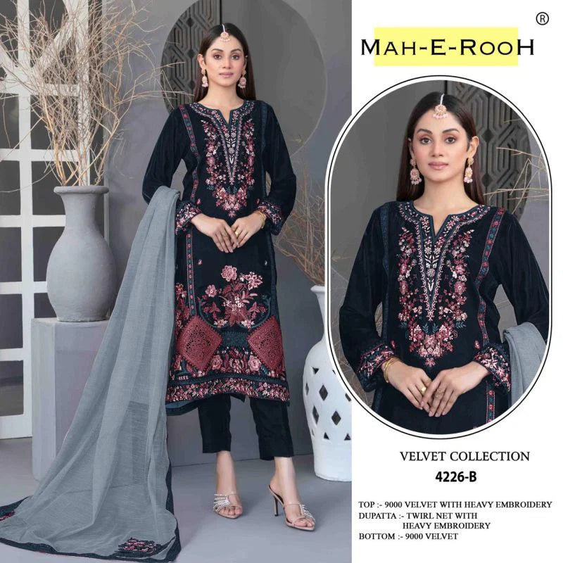 Mah E Rooh 4226 Velvet Embroidered Sequence Work Salwar Kameez