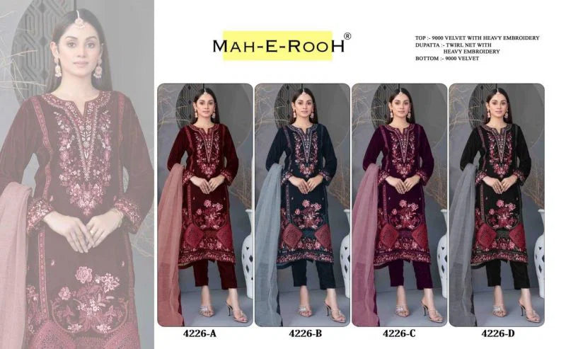 Mah E Rooh 4226 Velvet Embroidered Sequence Work Salwar Kameez