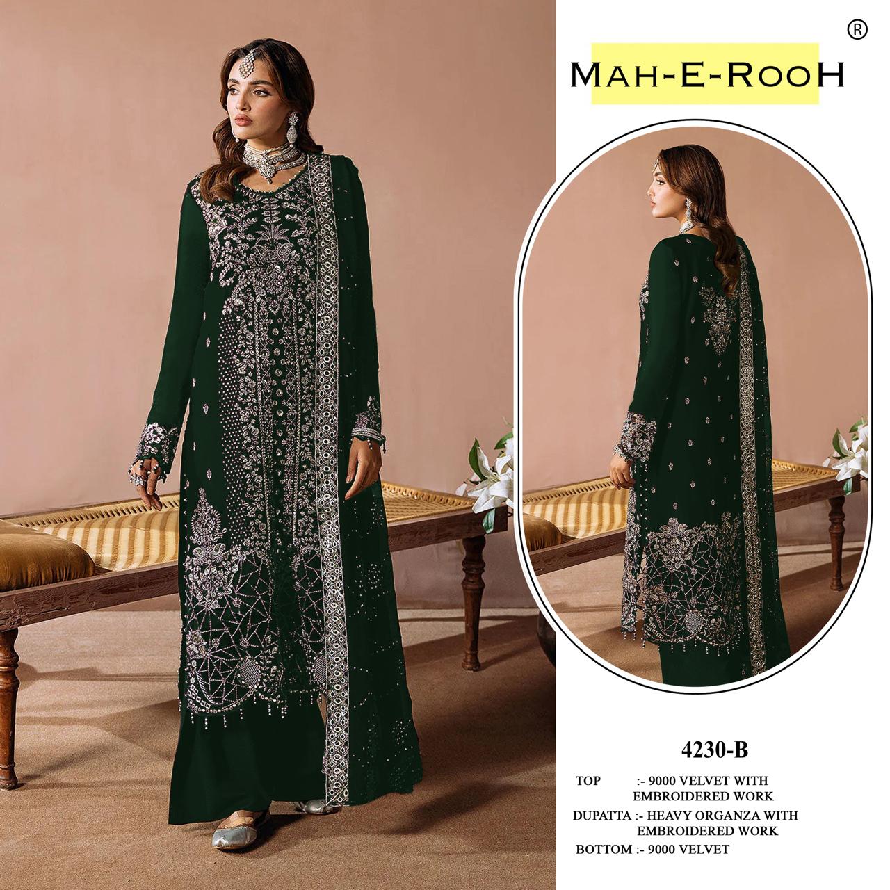 Mah E Rooh 4230 A To D Velvet Embroidered Salwar Kameez Collection