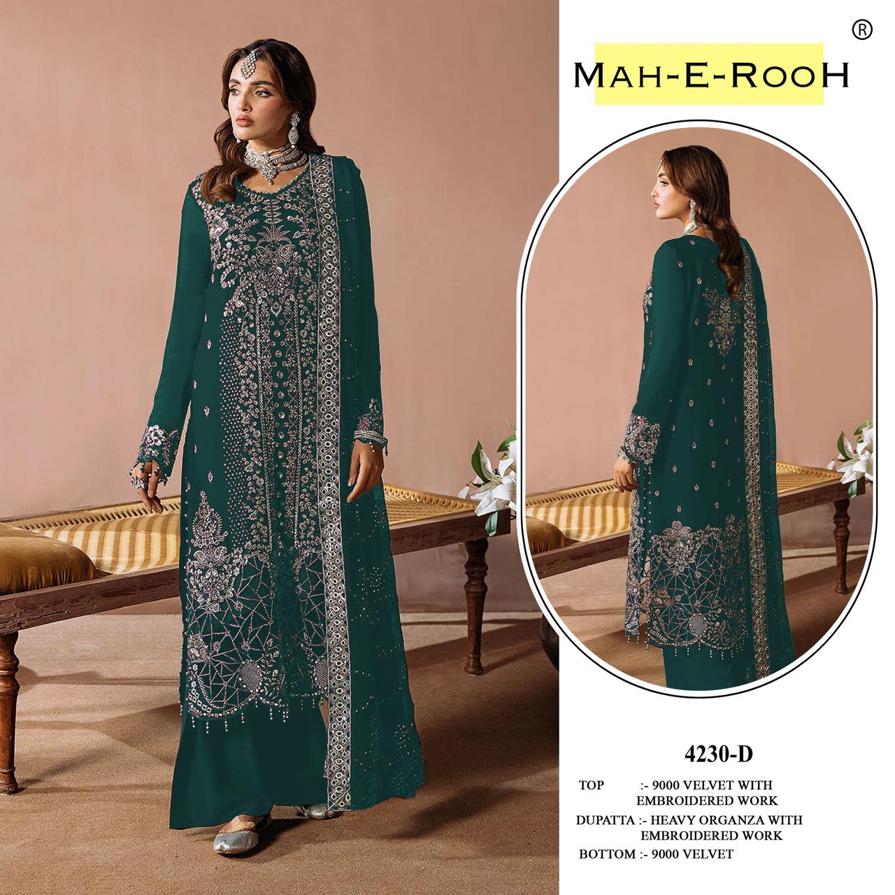 Mah E Rooh 4230 A To D Velvet Embroidered Salwar Kameez Collection