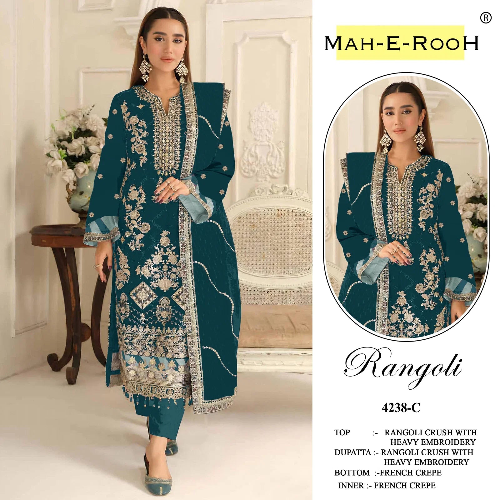 Mah E Rooh 4238 A To D Rangoli Crush Embroidered Salwar Kameez
