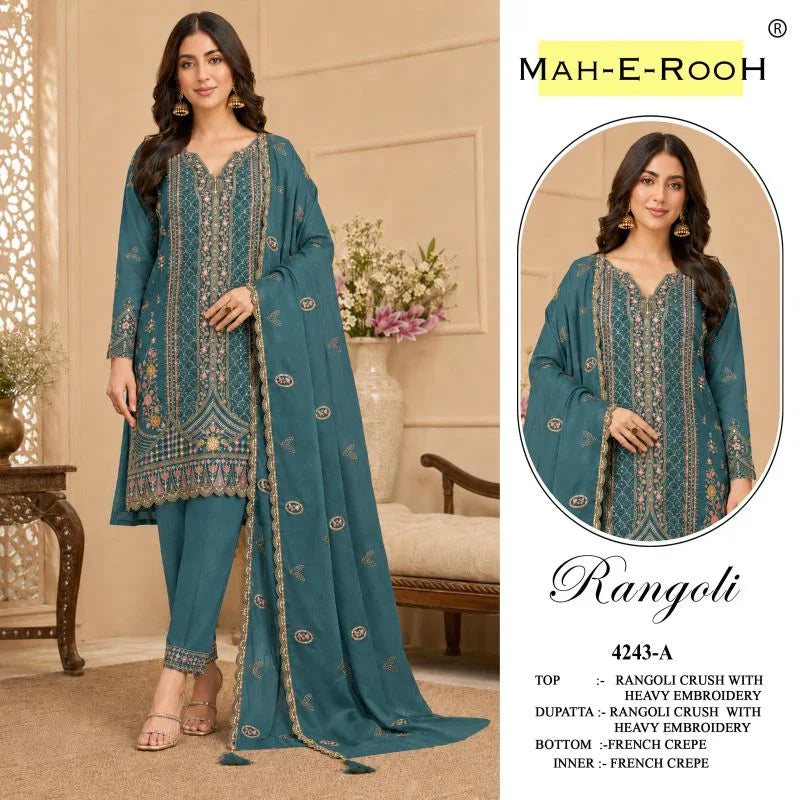 Mah E Rooh 4243 A To D Rangoli Crush With Sequence Work Salwar Kameez
