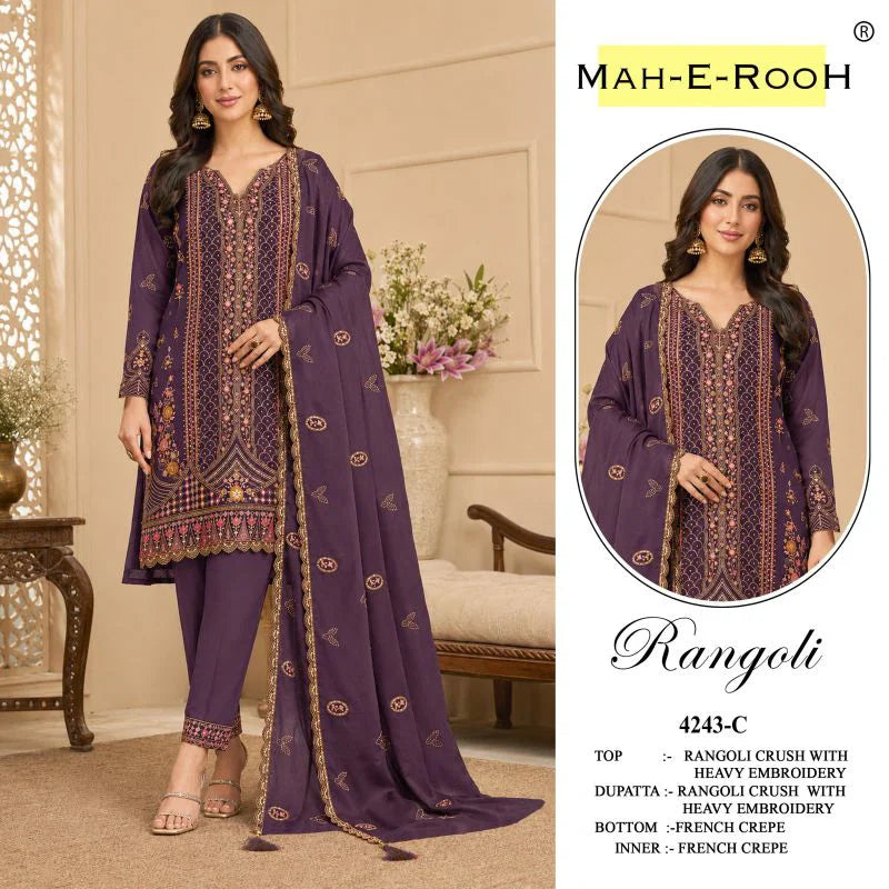 Mah E Rooh 4243 A To D Rangoli Crush With Sequence Work Salwar Kameez