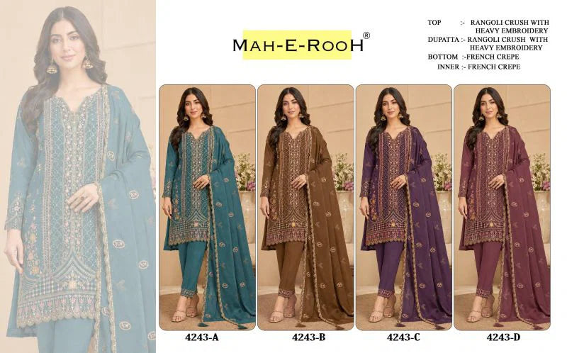 Mah E Rooh 4243 A To D Rangoli Crush With Sequence Work Salwar Kameez