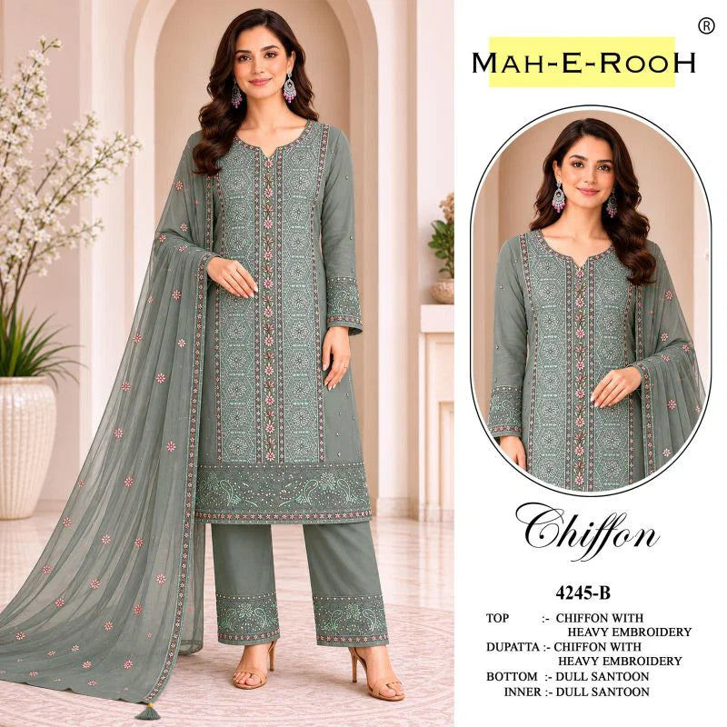 Mah E Rooh 4245 A To D Chiffon Embroidered Salwar Kameez