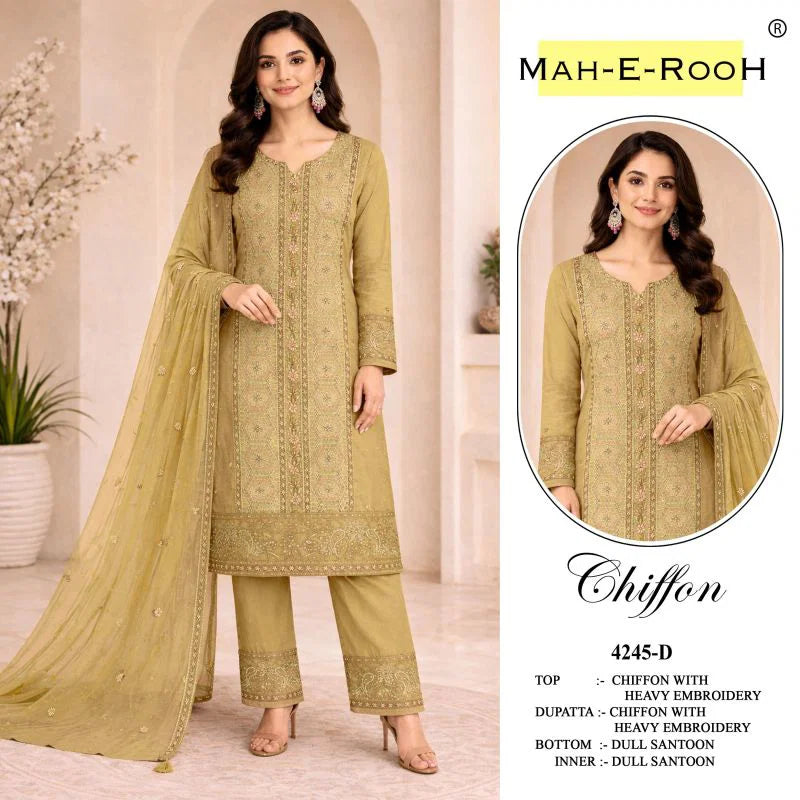 Mah E Rooh 4245 A To D Chiffon Embroidered Salwar Kameez