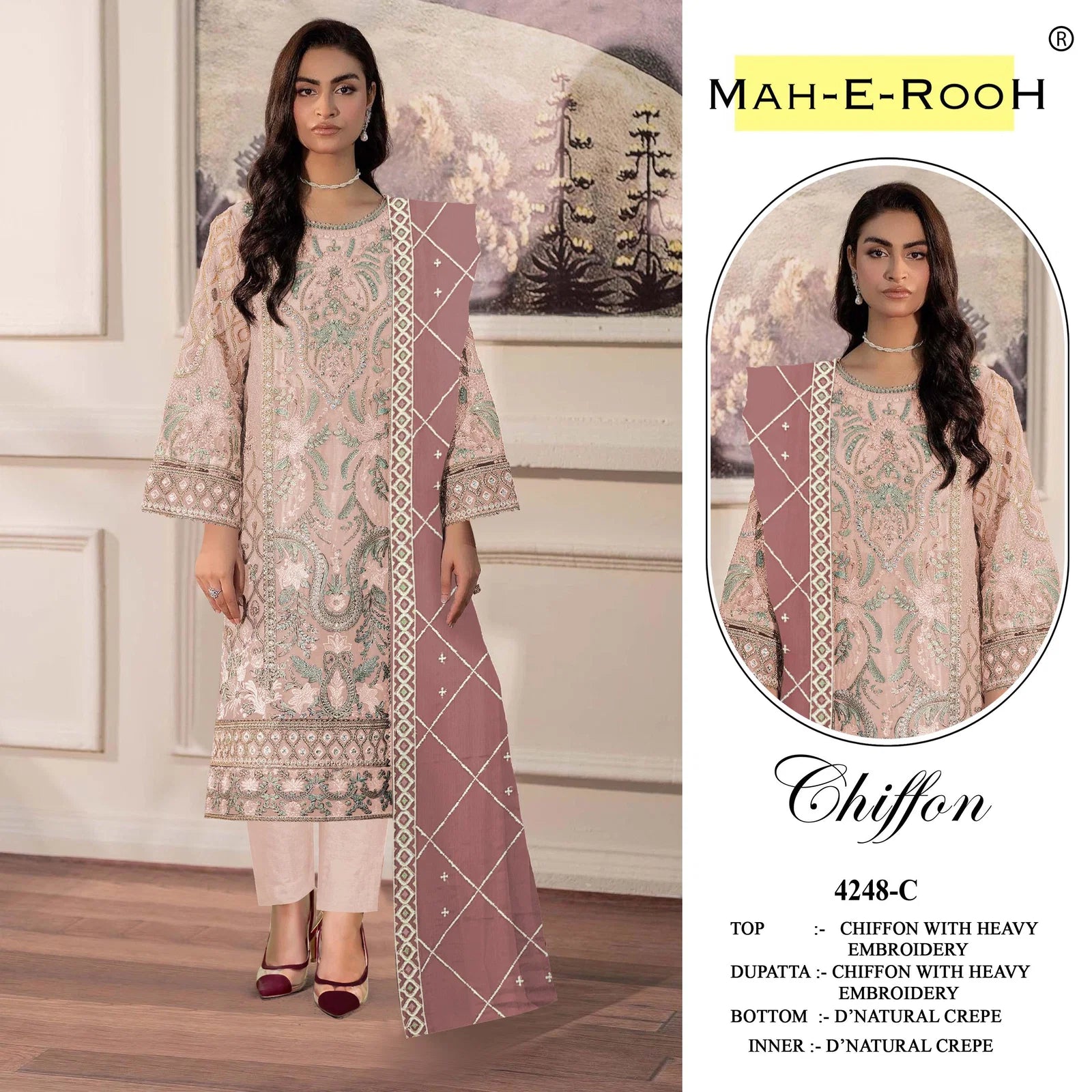 Mah E Rooh 4248 B To D Chiffon Embroidered Salwar Kameez