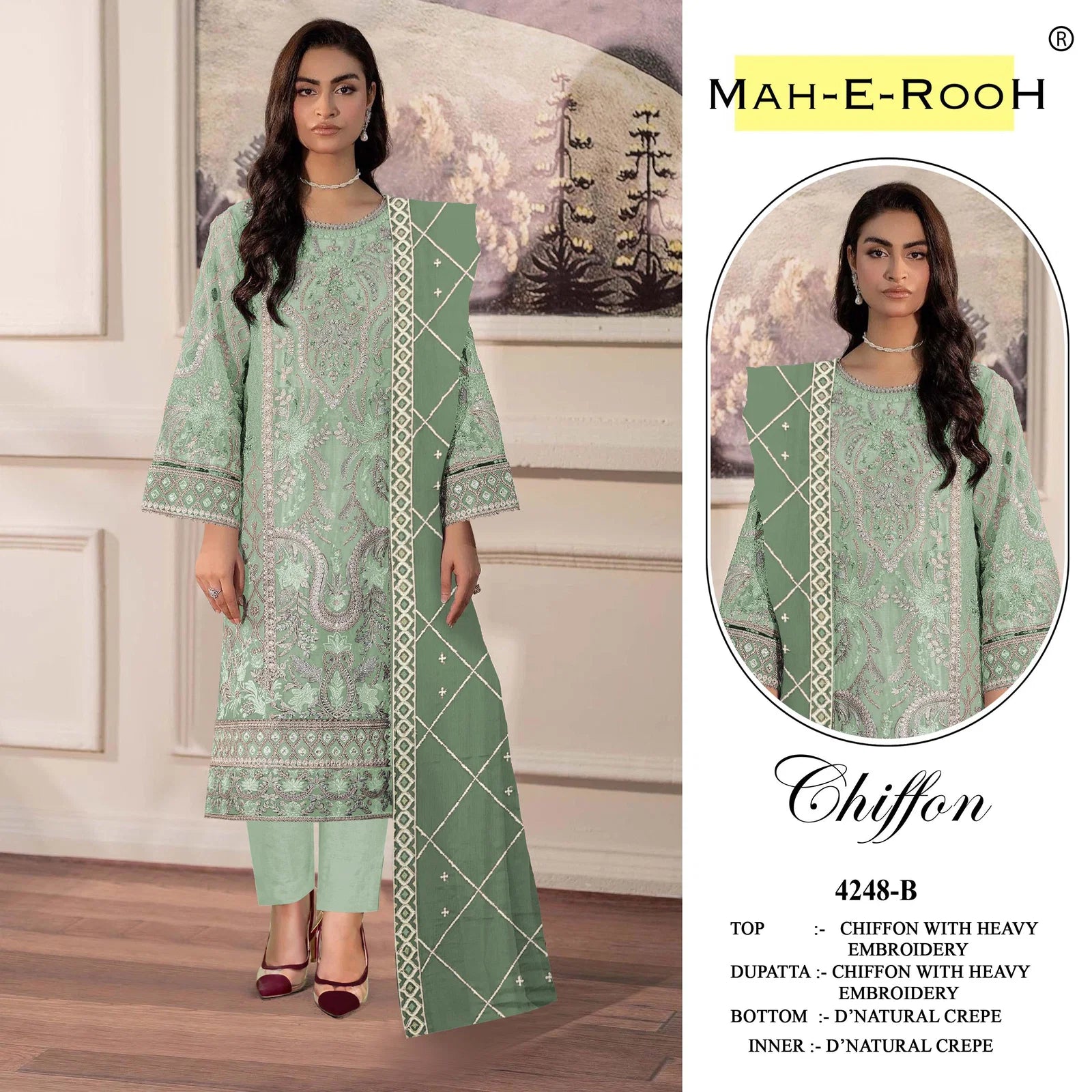 Mah E Rooh 4248 B To D Chiffon Embroidered Salwar Kameez