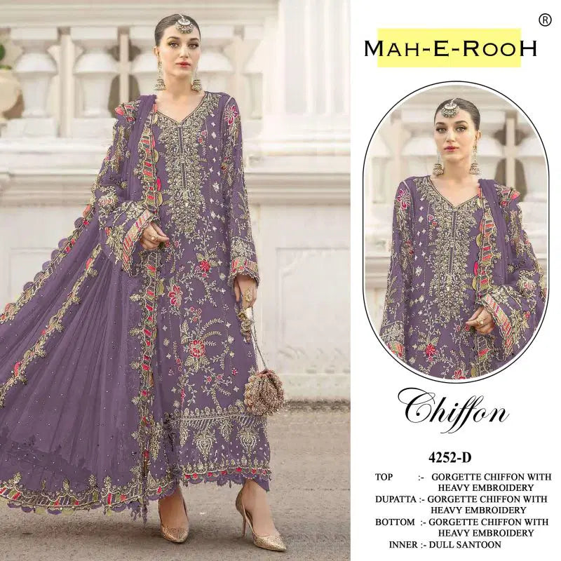 Mah E Rooh 4252 Chiffon Embroidered Salwar Kameez