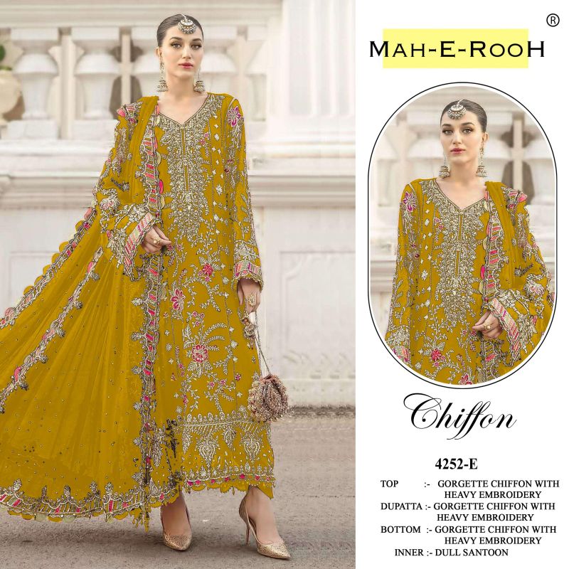 Mah E Rooh 4252 Chiffon Embroidered Salwar Kameez