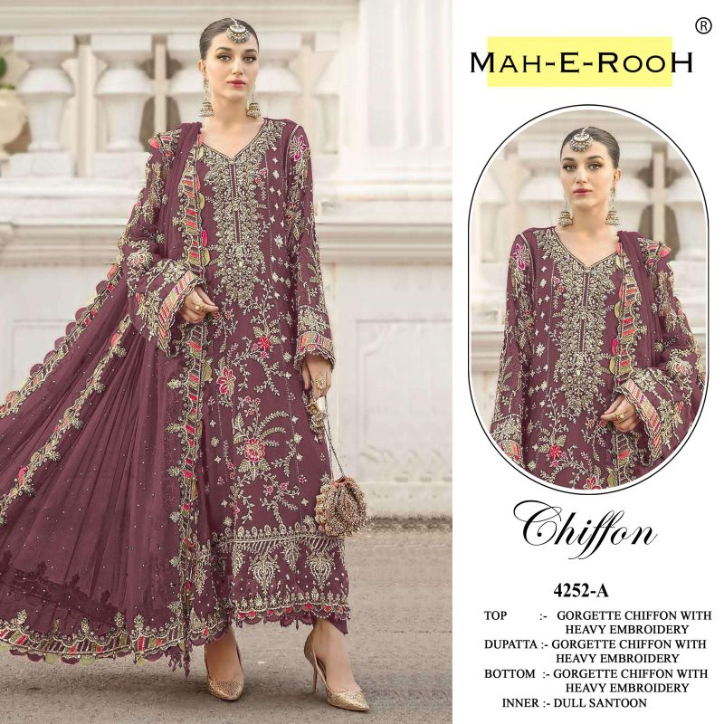Mah E Rooh 4252 Chiffon Embroidered Salwar Kameez