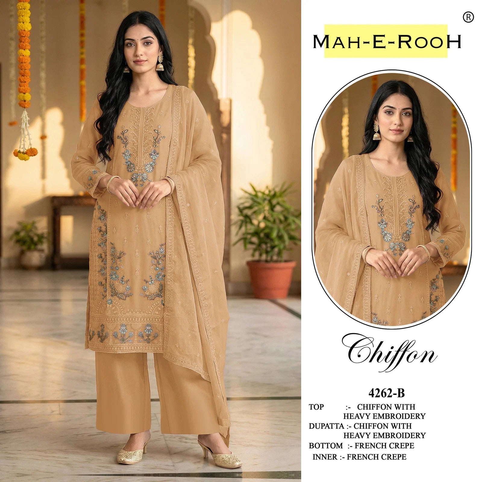 Mah E Rooh 4262 A To D Chiffon Embroidered Salwar Kameez