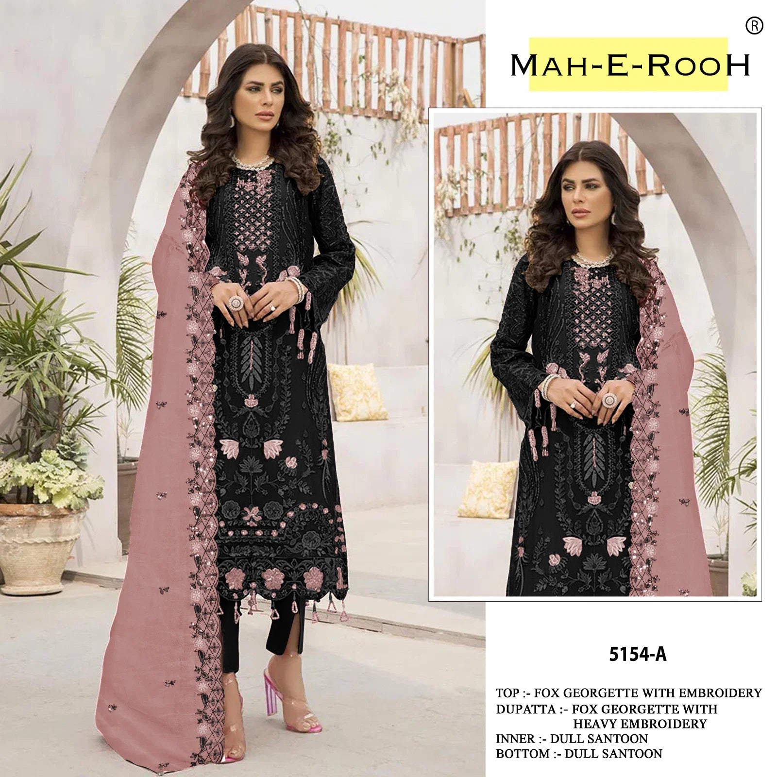 Mah E Rooh 5154 A To F Georgette Embroidered Salwar Kameez