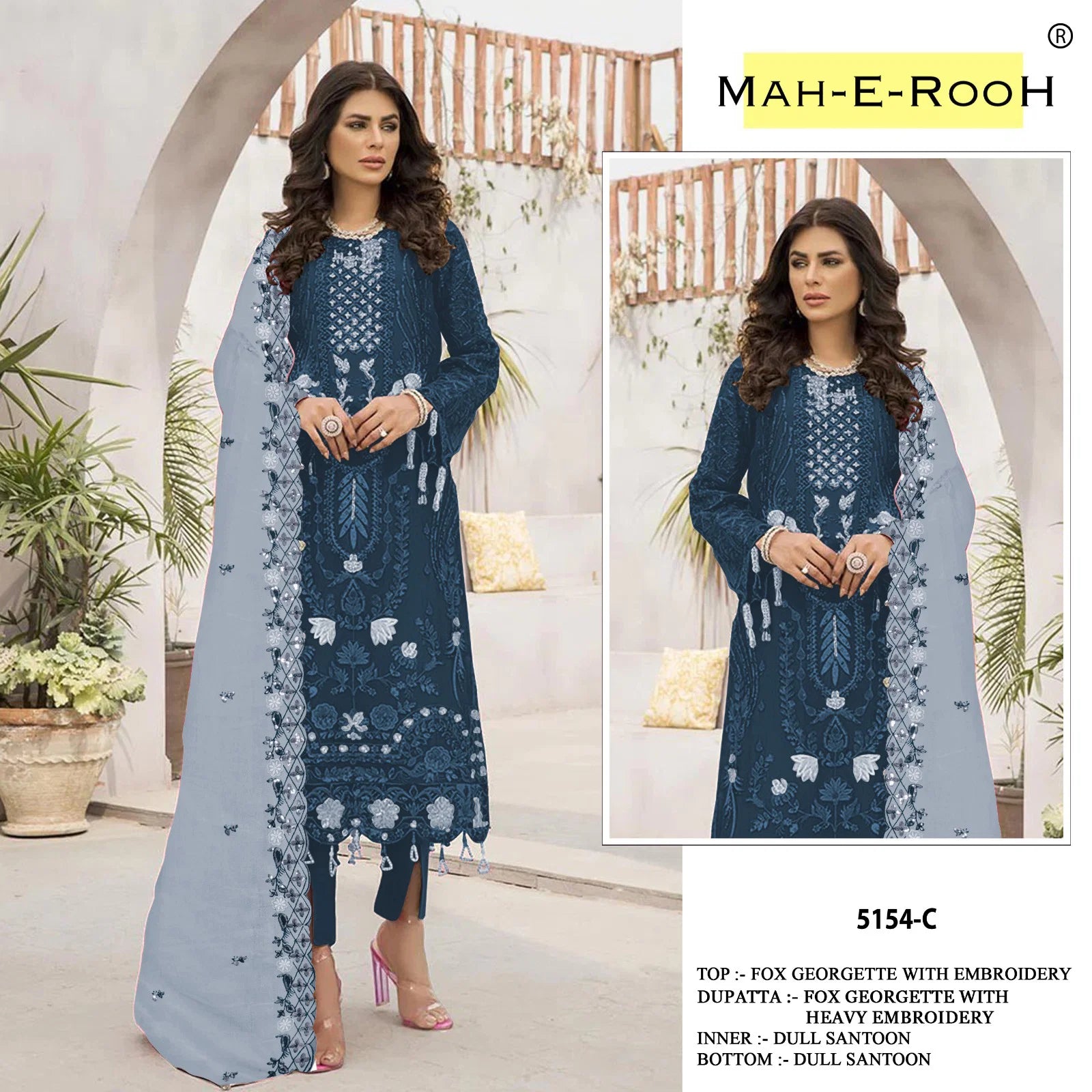 Mah E Rooh 5154 A To F Georgette Embroidered Salwar Kameez