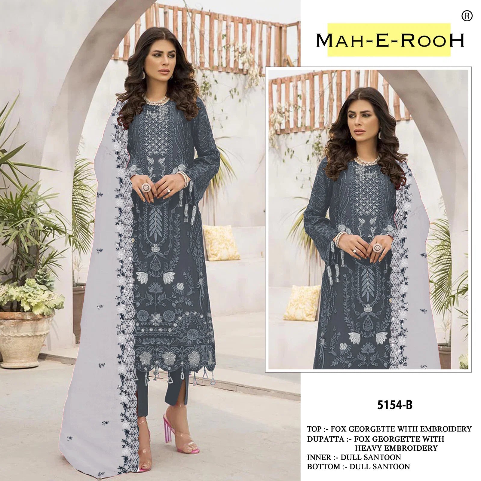Mah E Rooh 5154 A To F Georgette Embroidered Salwar Kameez